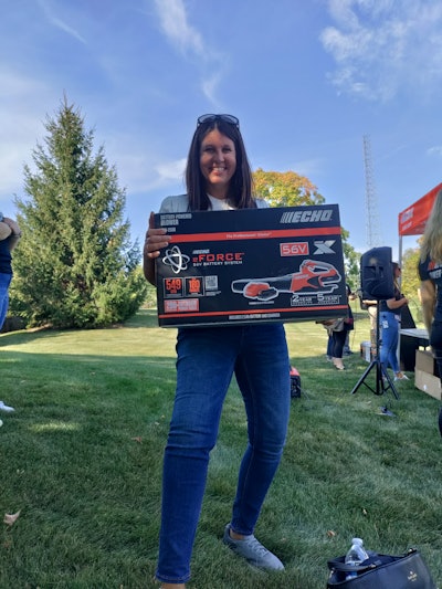 Content Director Marina Mayer wins the ECHO DPB-2500LE Limited Edition 56V Pink Blower.