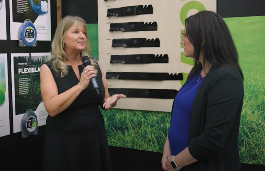 Carissa Gringas (left) and Nikki Lawson discuss Oregon's TerraMax at Equip Expo 2024.