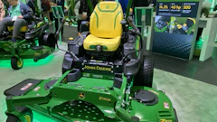 John Deere's oil guard system on its mowers allows professional landscaping contractors to extend the service intervals from 100 hours up to 500 hours.