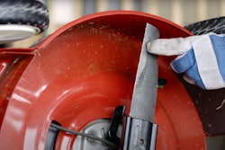 Check that mower blades are sharp, rather than dull.