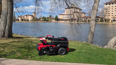 Kress Commercial Robotics previewed its the KR800 40” “Cut N Go” robotic mower during the company’s NEXT Summit in Colorado Springs on April 3, 2025.