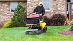 The Z-Spray LTS can carry up to 175 pounds of material in the hopper, with space to carry an additional 50 pounds of bagged material atop the tank.