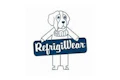 RefrigiWear logo with cartoon dog holding company sign