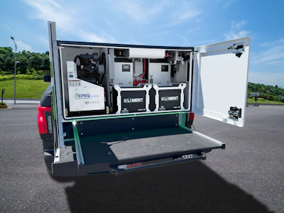 Mobile power station with batteries and equipment installed in van cargo area