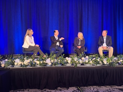 Share Your Story panel. From left: Moderator Megan Provost, RISE President; Daniel Markowski, Technical Advisor, American Mosquito Control Association; Dominique Stumpf, Chief Executive Officer, National Pest Management Association; and Britt Wood, Chief Executive Officer, National Association of Landscape Professionals.