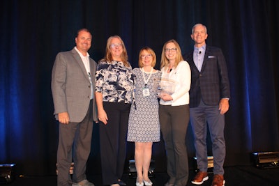 The 2025 E. Allen James Award recipient Kathy Bishop, CEO, Lebanon Seaboard, pictured with the RISE Governing Board Executive Committee. From left: Todd Mason, Sipcam Agro USA, Vice Chair; Karen Larson, Clarke, Past Chair; Kathy Bishop; Megan Provost, RISE President; and Neil Cleveland, Chair.