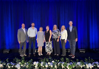 RISE 2025 Award recipients honored for their service to the association, from left: Todd Mason, Sipcam Agro USA, Grassroots Excellence; Evan Bortzfield, Envu, Strategic Driver Award; Kathy Bishop, Lebanon Seaboard, E. Allen James Award; Julie Schlekau, Valent, Strategic Driver Award on behalf of Digital Label Work Group; pictured with the RISE Governing Board Executive Committee Karen Larson, Clarke; Megan Provost , RISE; and Neil Cleveland, PBI-Gordon Corporation.