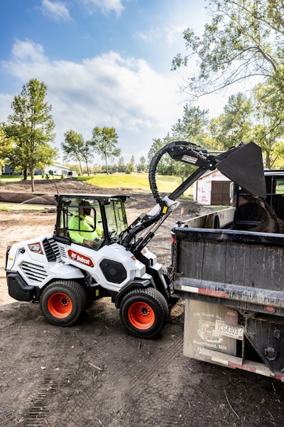 The Bobcat L35 combines 57 horsepower of turbocharged muscle, a 2,072-pound rated operating capacity, and a telescoping lift arm reaching 114.8 in.