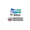 Logos of Doosan, Bobcat, and Wacker Neuson industrial equipment brands