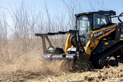 For grass, brush, and smaller woody material, look to brush cutters. When the work involves standing trees or heavier debris look to mulching attachments.