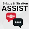 Briggs & Stratton Assist service with red and black chat bubble icons