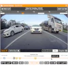 Dashcam footage of highway traffic showing white sedan, dark vehicle, and cement truck on multi-lane road with video timeline interface