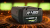 ALLPRO battery or power tool device displayed with digital circuit board effects and orange lighting