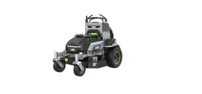 EGO Power+ zero-turn radius lawn mower with black and gray body, lime green accents, and 38-inch cutting deck