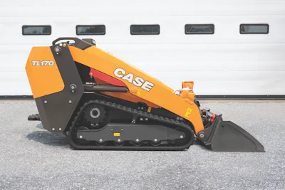 CASE TL170 compact track loader with orange and black exterior in industrial setting