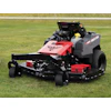 Red and black Gravely zero-turn radius mower on grass field