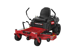 Toro TimeCutter red and black zero-turn radius lawn mower with padded seat and dual control handles